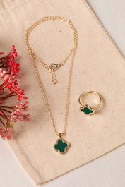 Heliophilia Silver Conjunto de Collar y Anillo Dorado CSET9928